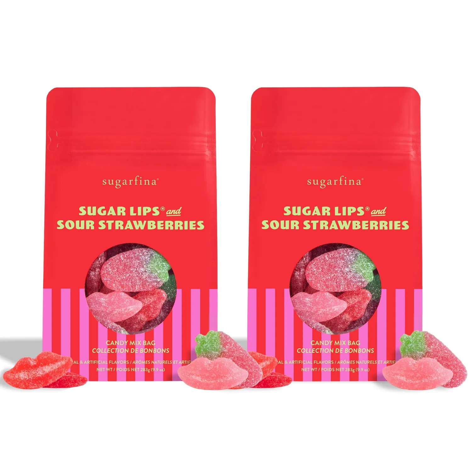 Sugarfina Sugar Lips & Sour Strawberries Candy Mixed Bag Duo