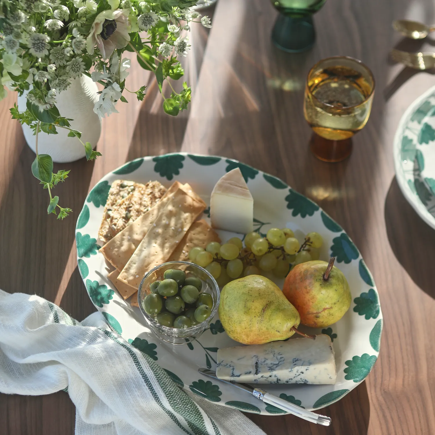 Sur La Table Floret Hand Painted Oval Serving Platter
