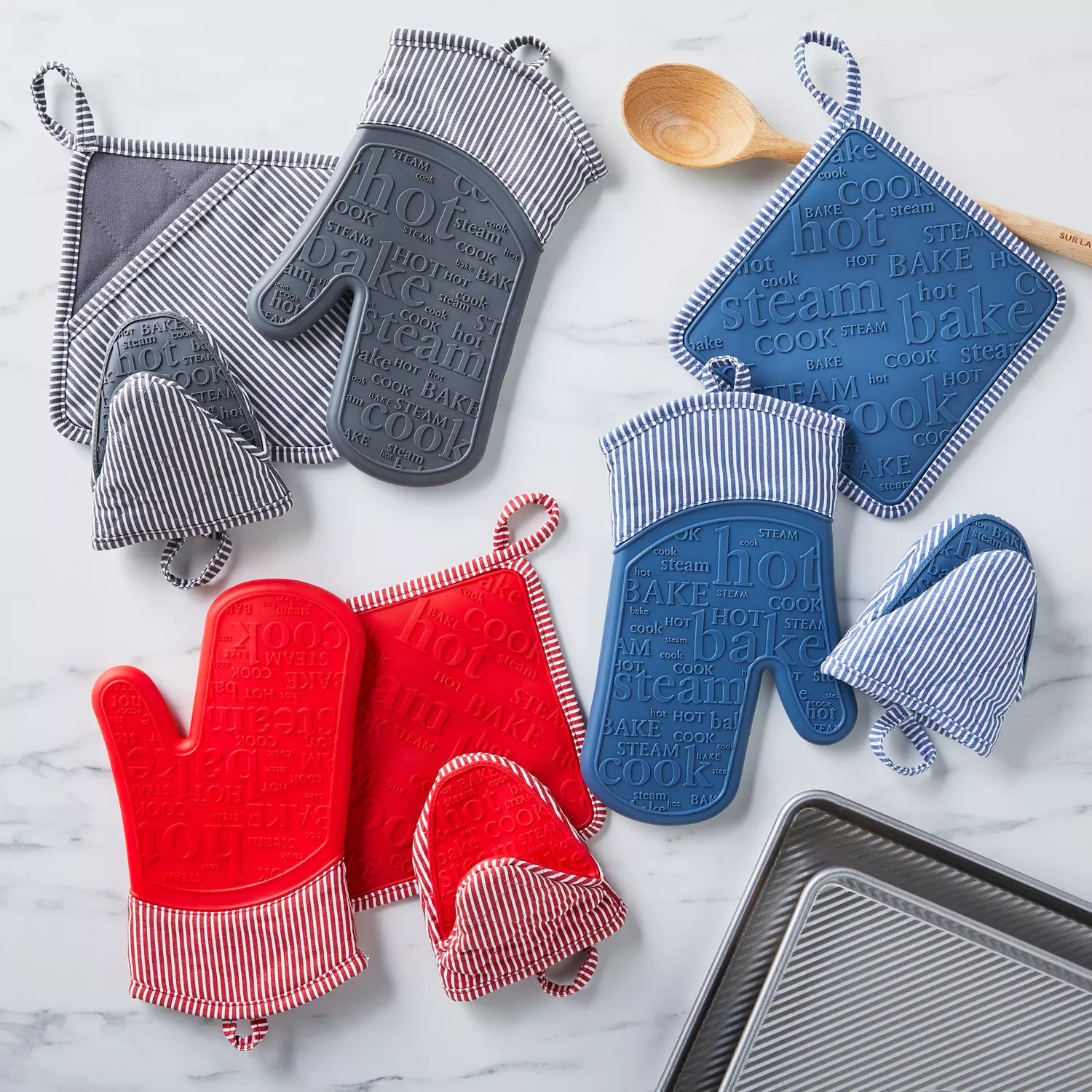 Sur La Table Silicone Striped Oven Mitt