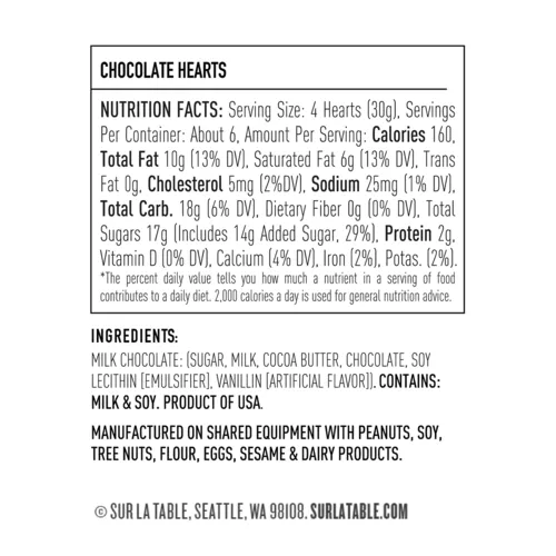 Sur La Table Milk Chocolate Hearts