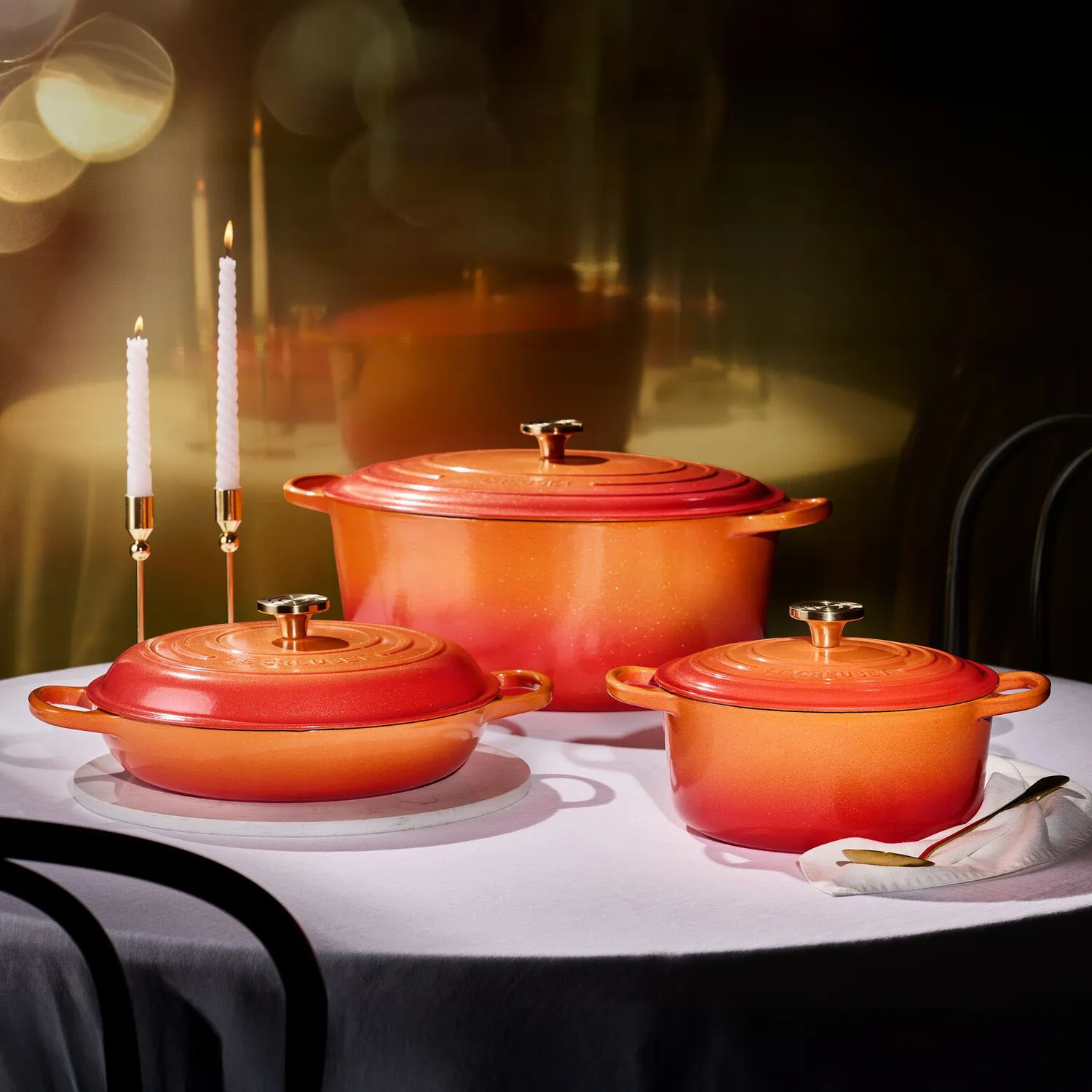 Le Creuset Signature Flamme Dorée Oval Dutch Oven, 15.5 qt.