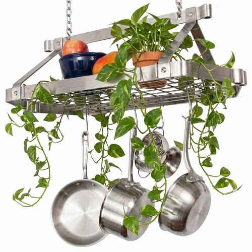 Enclume Retro Stainless Steel Rectangle Ceiling Pot Rack