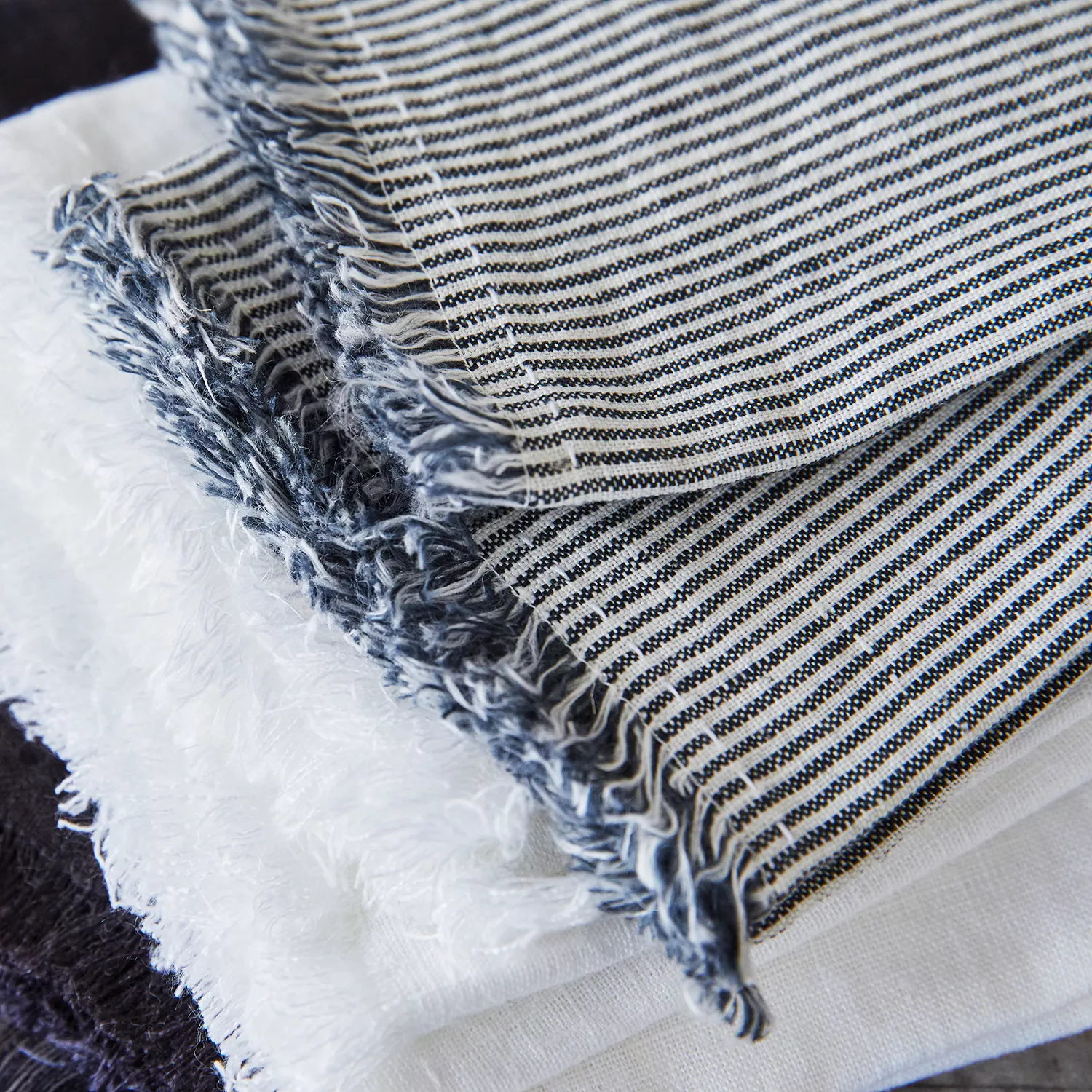 Sur La Table Frayed Stripe Linen Napkins, Set of 4
