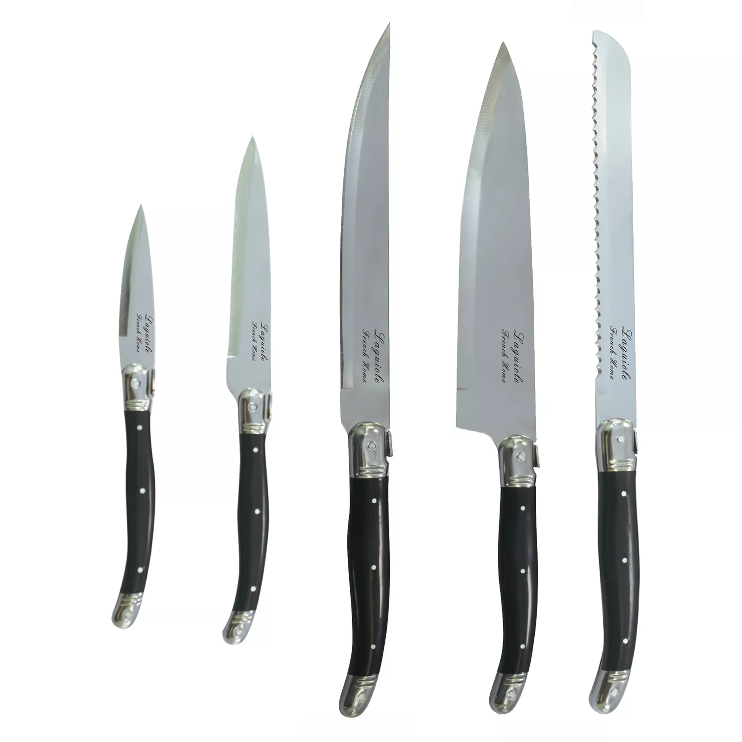 French Vintage LAGUIOLE Mixed Set of Dinning 5 Knives With 