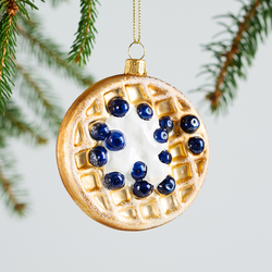 Sur La Table Blueberry Waffle Glass Ornament, 2.98"