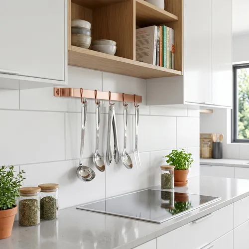 Enclume Easy Mount Brushed Copper Utensil Bar Wall Racks