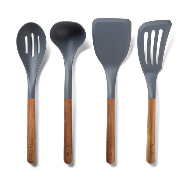 Sur La Table 4-Piece Silicone & Acacia Wood Tool Set