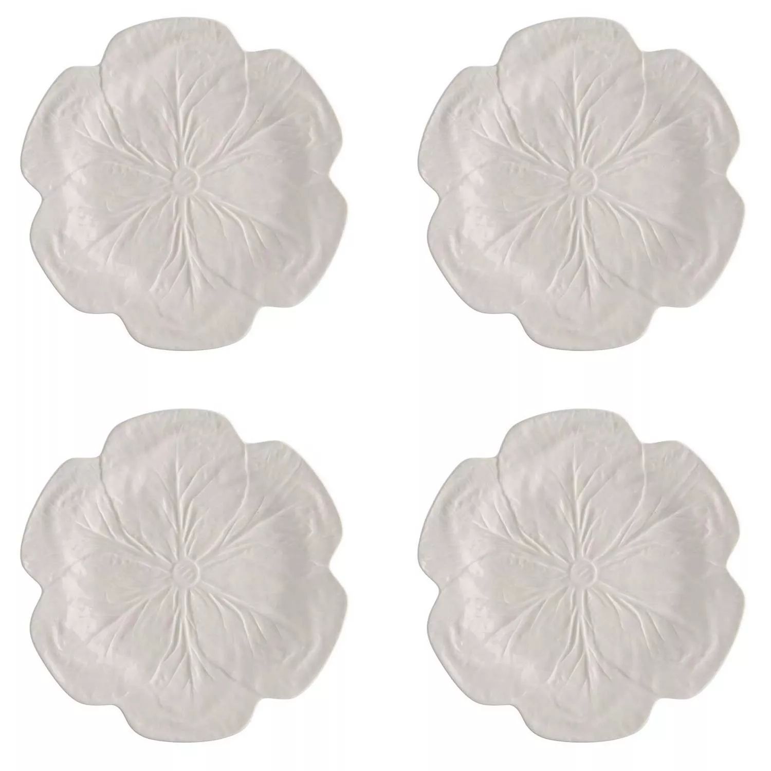 Bordallo Pinheiro Cabbage Beige Dinner Plates, Set of 4