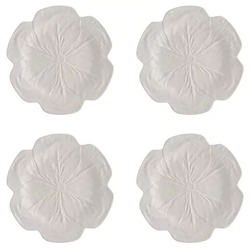 Bordallo Pinheiro Cabbage Beige Dinner Plates, Set of 4