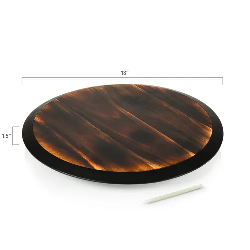 Picnic Time Acacia Wood Lazy Susan Serving Tray