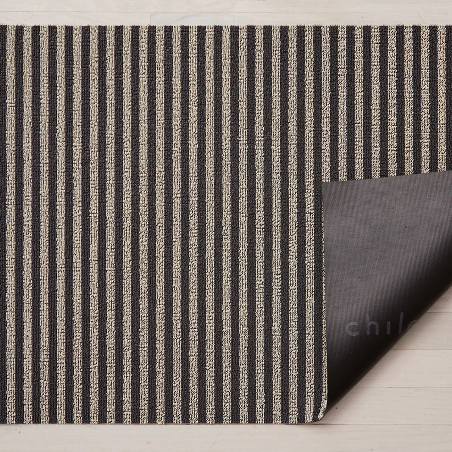 Chilewich Breton Stripe Shag Rug, Gravel
