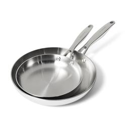 Scanpan CSP Stainless Steel Uncoated Set of 2 Skillets, 8" & 10.25"