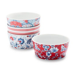 Pique-nique Floral Porcelain Bowls, Set of 4