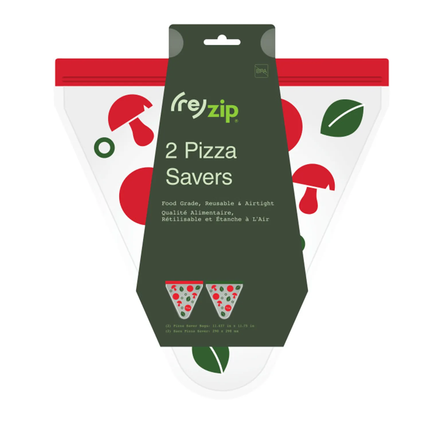 Rezip Reusable Pizza Saver Bags, Set of 2