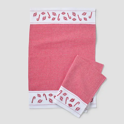 Sur La Table Peppermint Waffle-Weave Towels, Set of 2