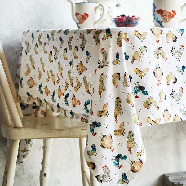 Jacques P&#233;pin Collection Assorted Chickens Tablecloth