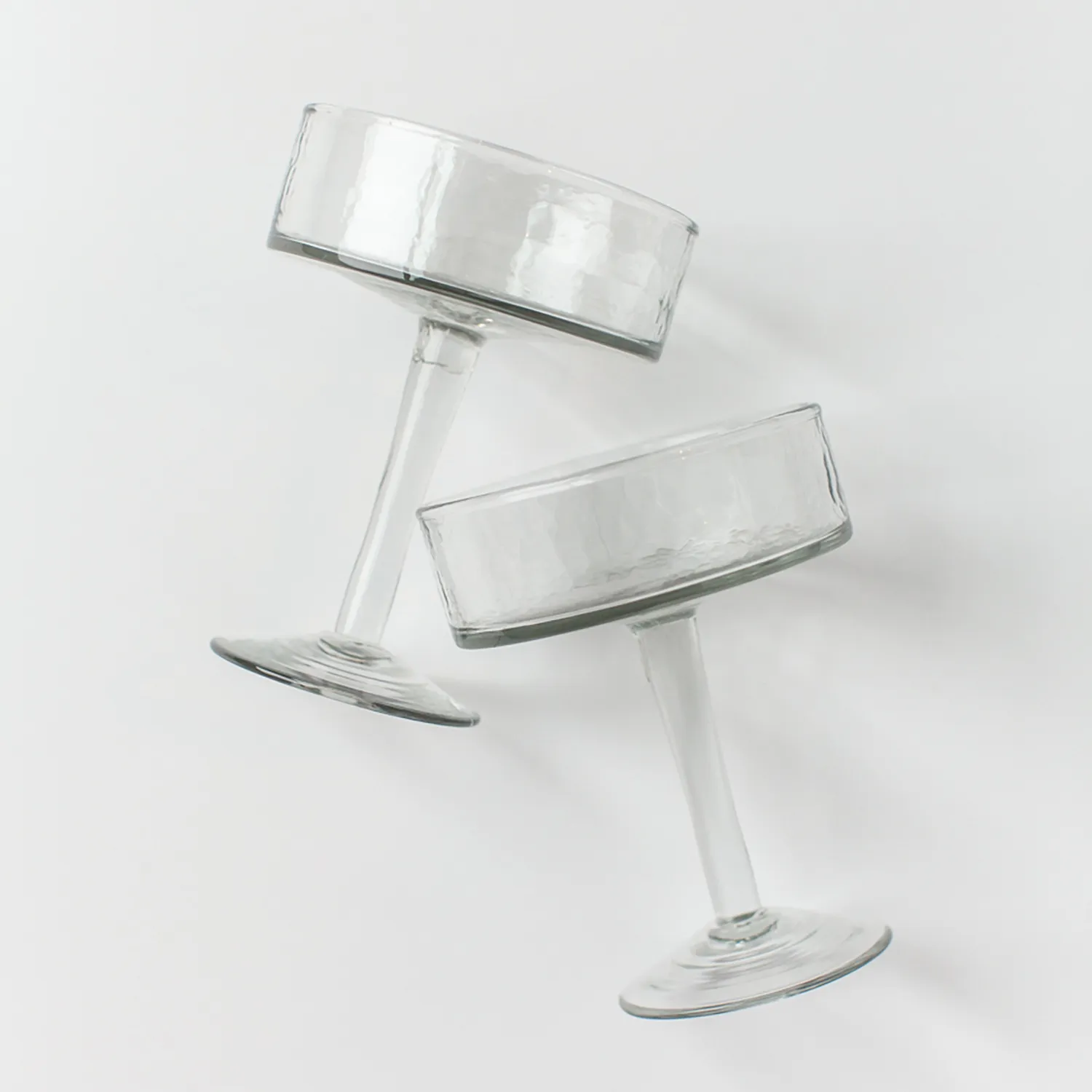Powered by People Handblown Hammered Coupe Cocktail Glasses, Set of 4
