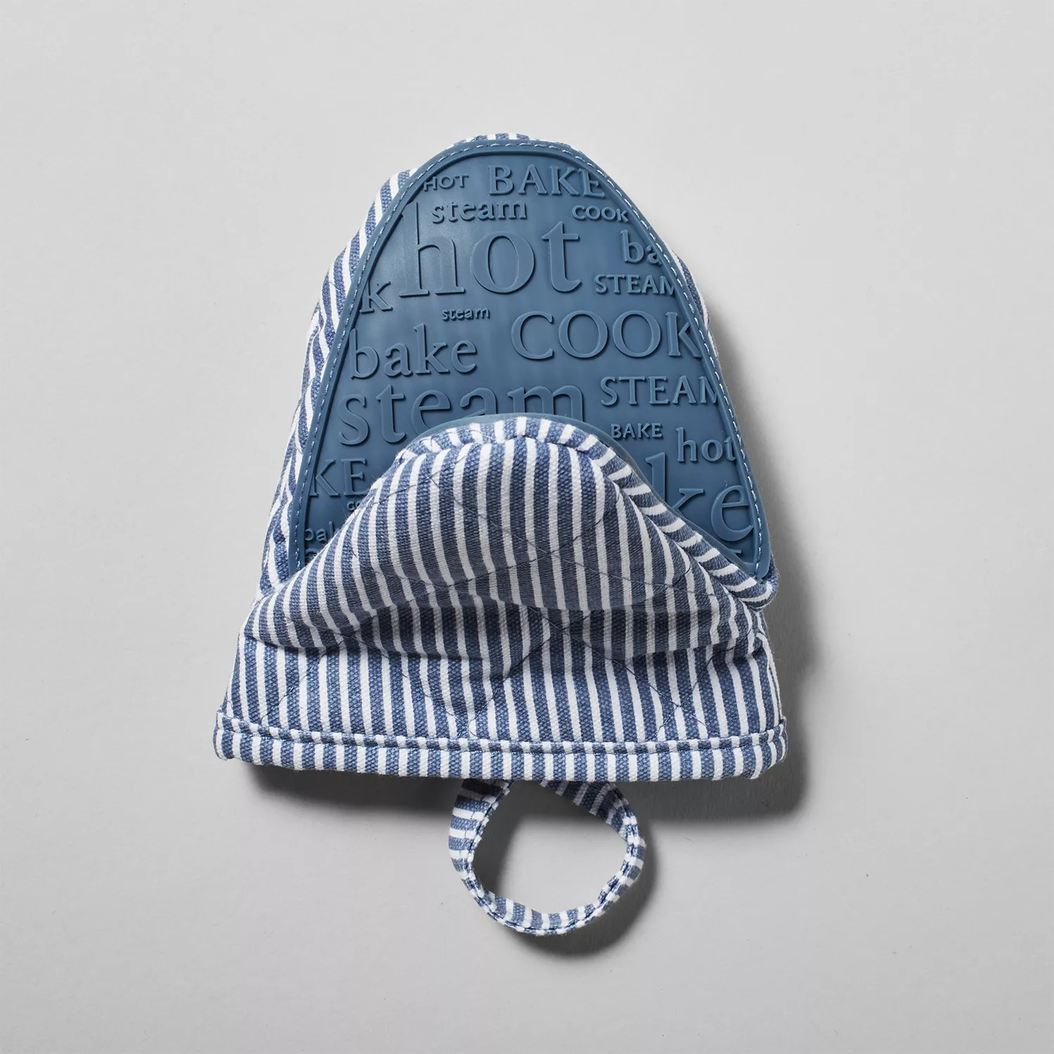 at Home Bistro Chambray Blue Striped Mini Mitt Set