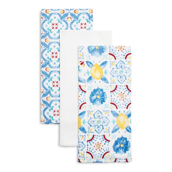 Lemon Tile Floursack Kitchen Towels, 30" x 20", Set of 3