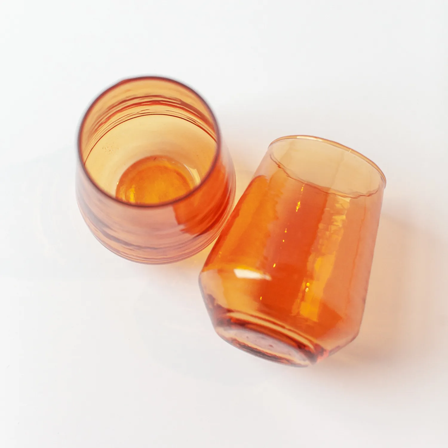Powered by People Handblown Hammered Tumbler Glasses, Set of 4