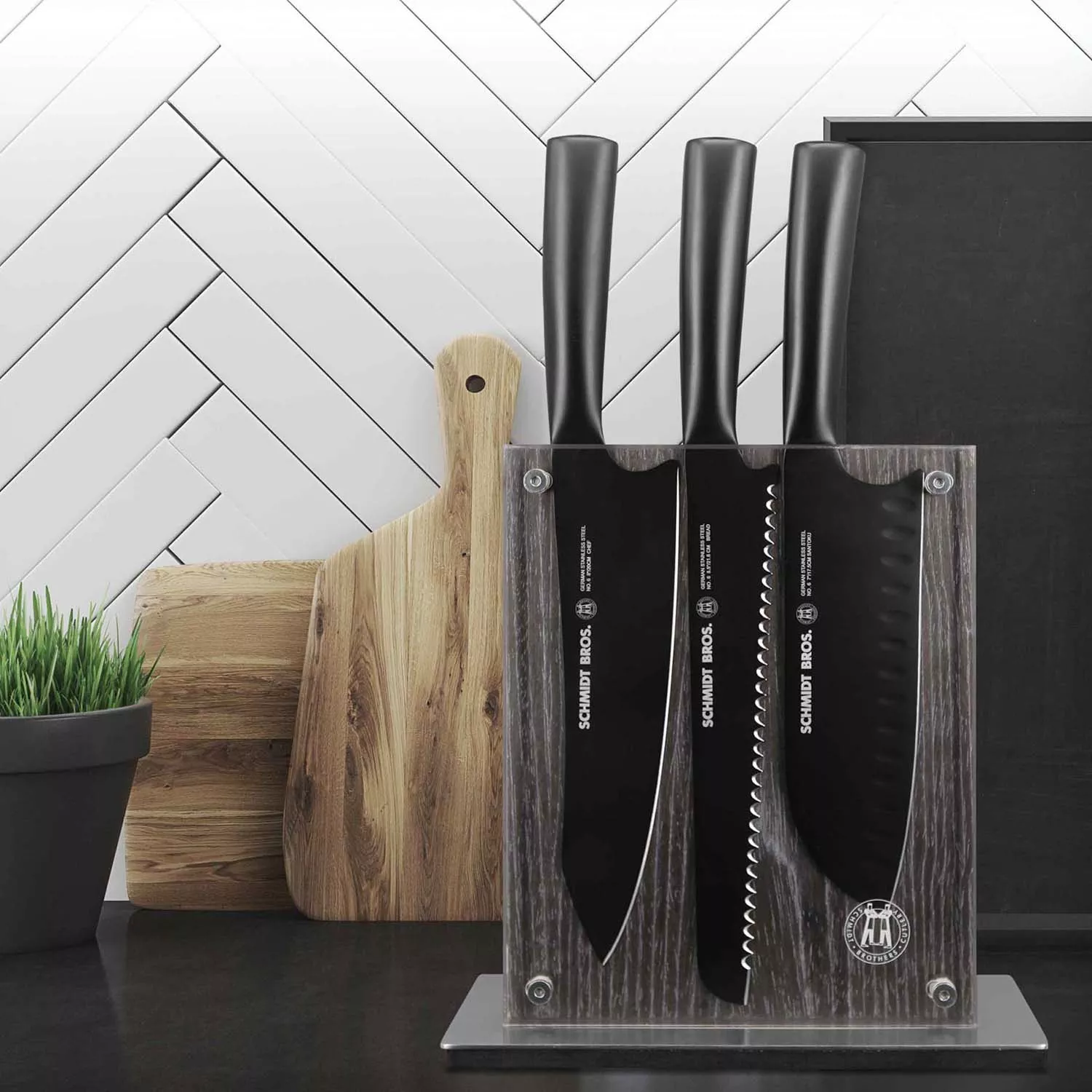 Schmidt Brothers Cutlery Jet Black 7-Piece Knife Block Set