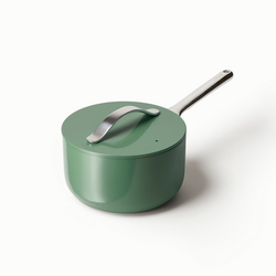 Caraway Ceramic Nonstick Saucepan with Lid, 3 qt. Good nonstick pan