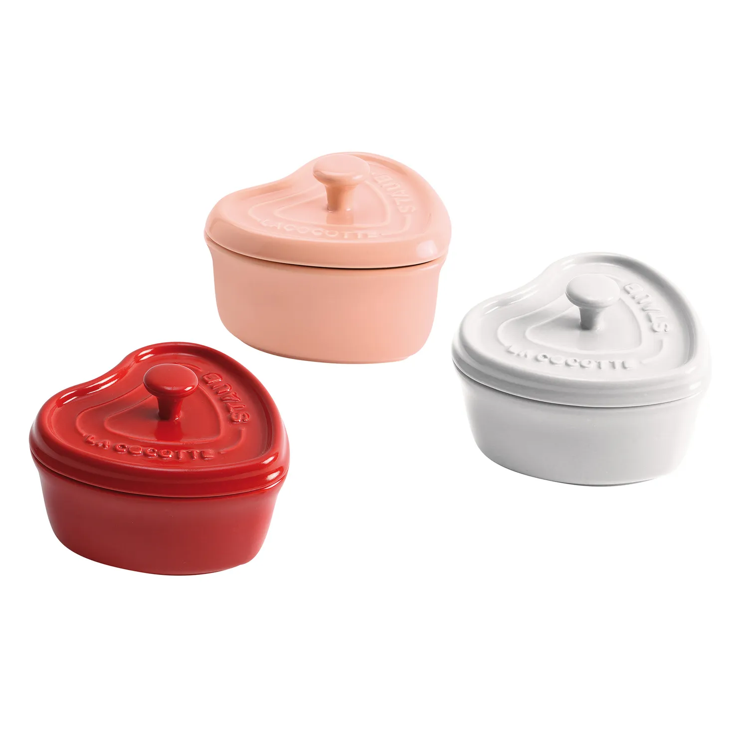 Staub Ceramic Mini Heart Cocottes, Set of 3