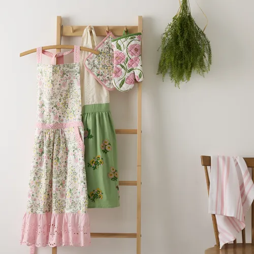 Sur La Table Floral Gingham Apron