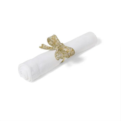 Sur La Table Jolly Santa Beaded Bow Napkin Ring