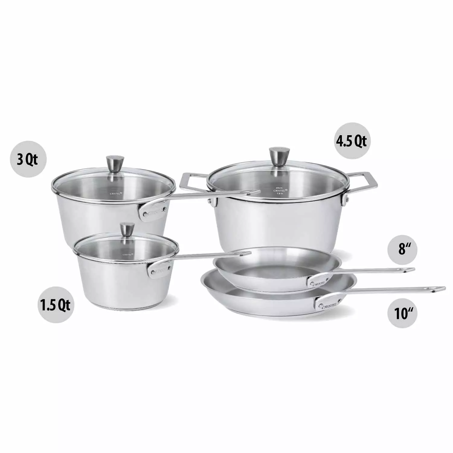 Cristel 1826 8-Piece Stainless Steel Cookware Set