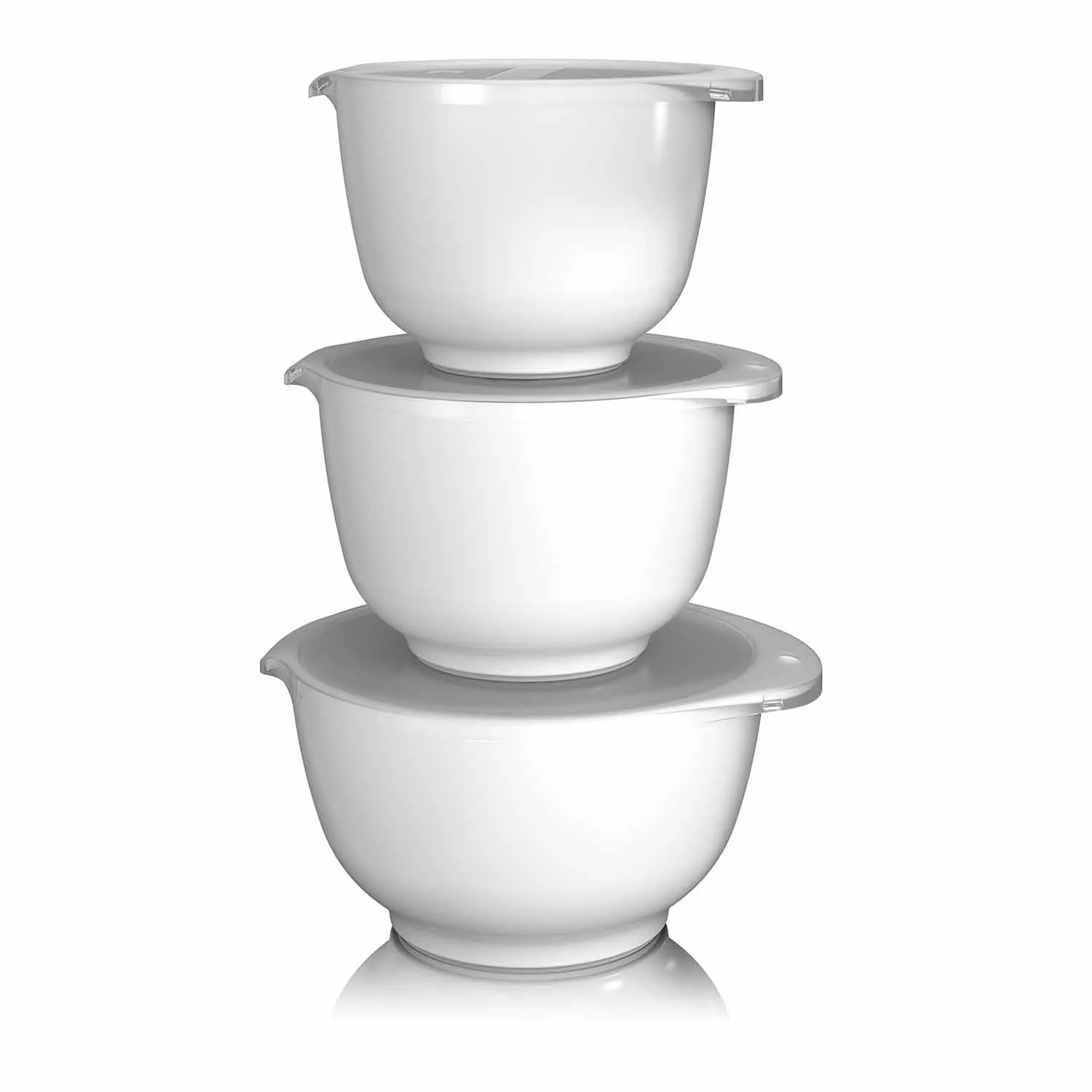 Rosti White Melamine Margrethe Mixing Bowls with Lids Set +