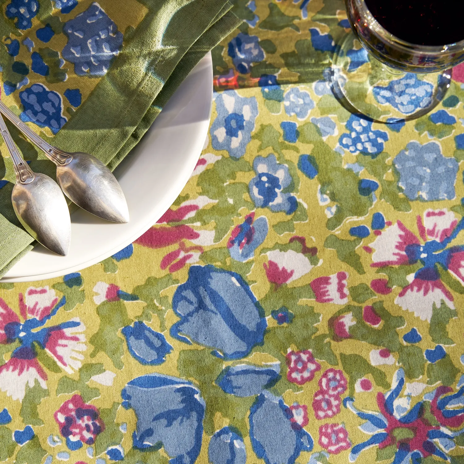 Couleur Nature Jardin Tablecloth, Blue & Green