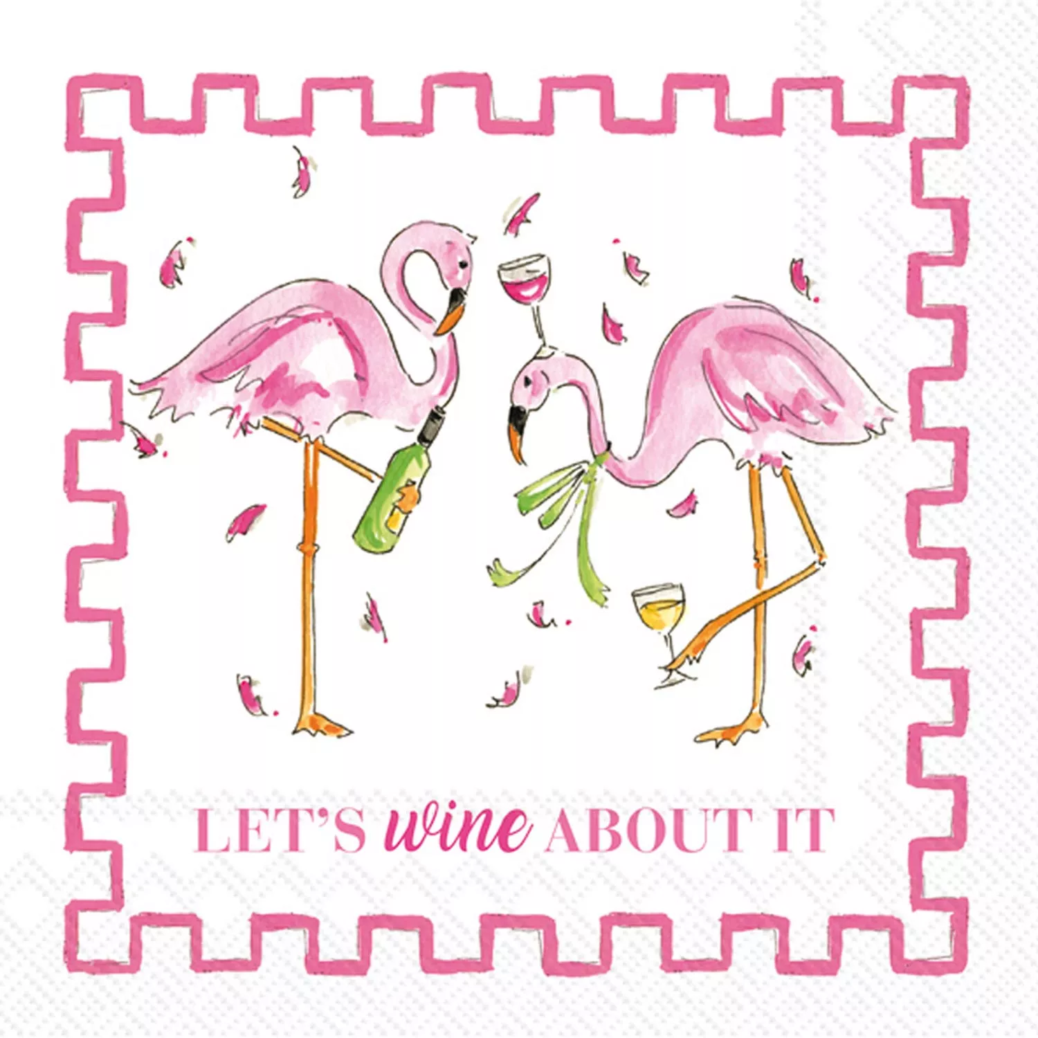 Boston International Flamingo Wine Cocktail Napkins, Set of 20