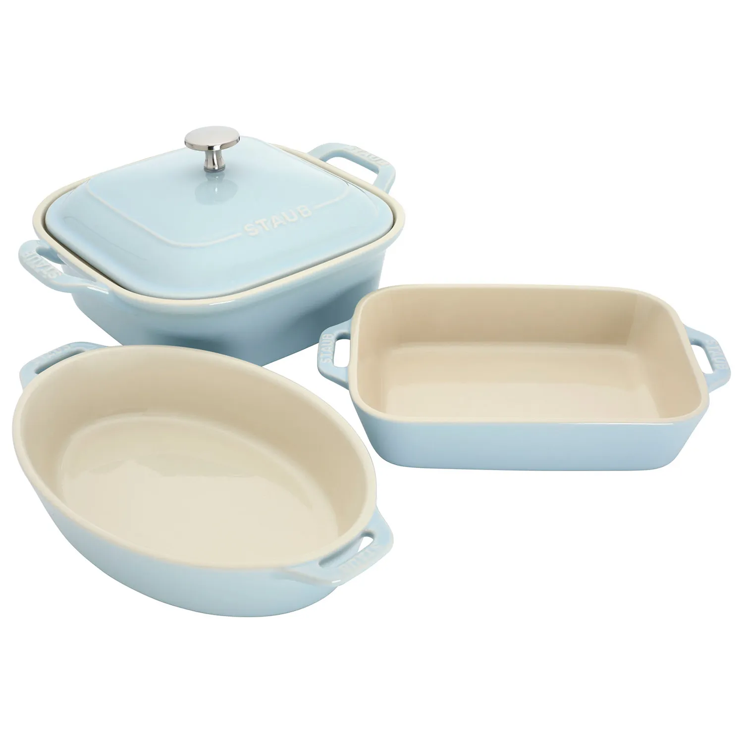 Staub Ceramic 4 Piece Baking Dish Set Light Blue