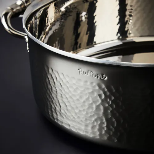 Ruffoni Opus Prima Hammered Stainless Steel Pasta Pot with Strainer Insert