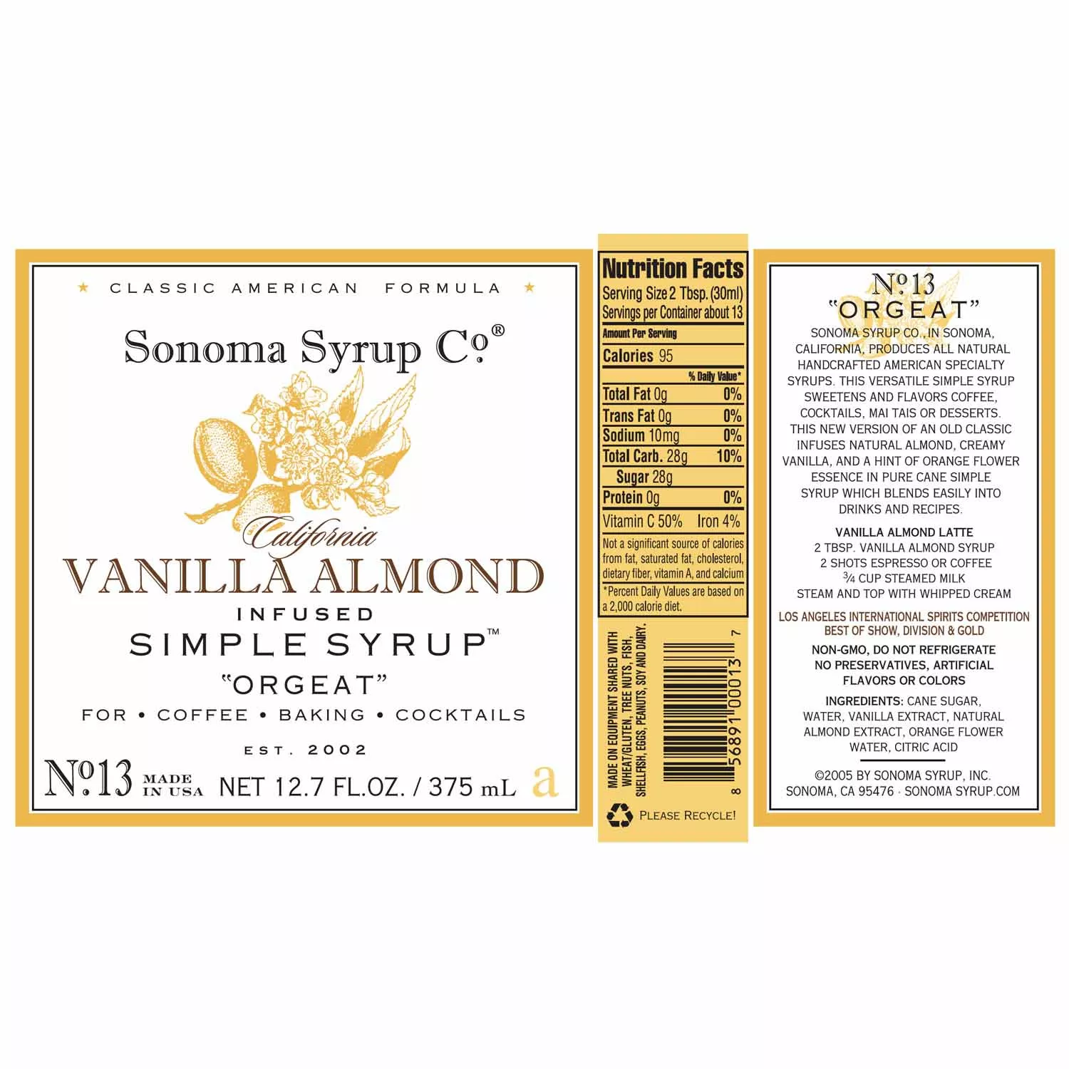 Sonoma Syrup Co. Vanilla Almond Syrup