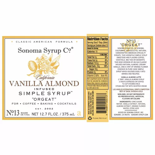 Sonoma Syrup Co. Vanilla Almond Syrup