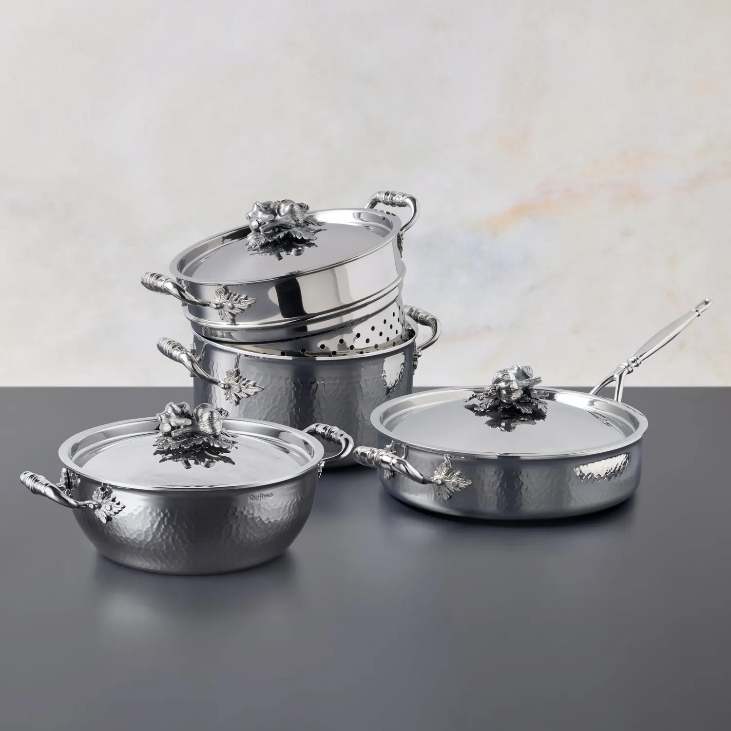 Ruffoni Opus Prima Hammered Stainless Steel 7-Piece Cookware Set