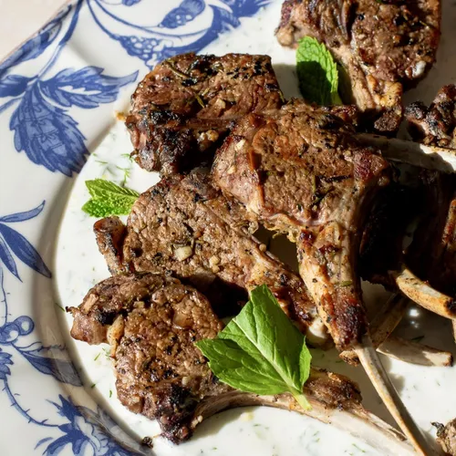 Grilled Lamb Chops with Lemon Herb Yogurt