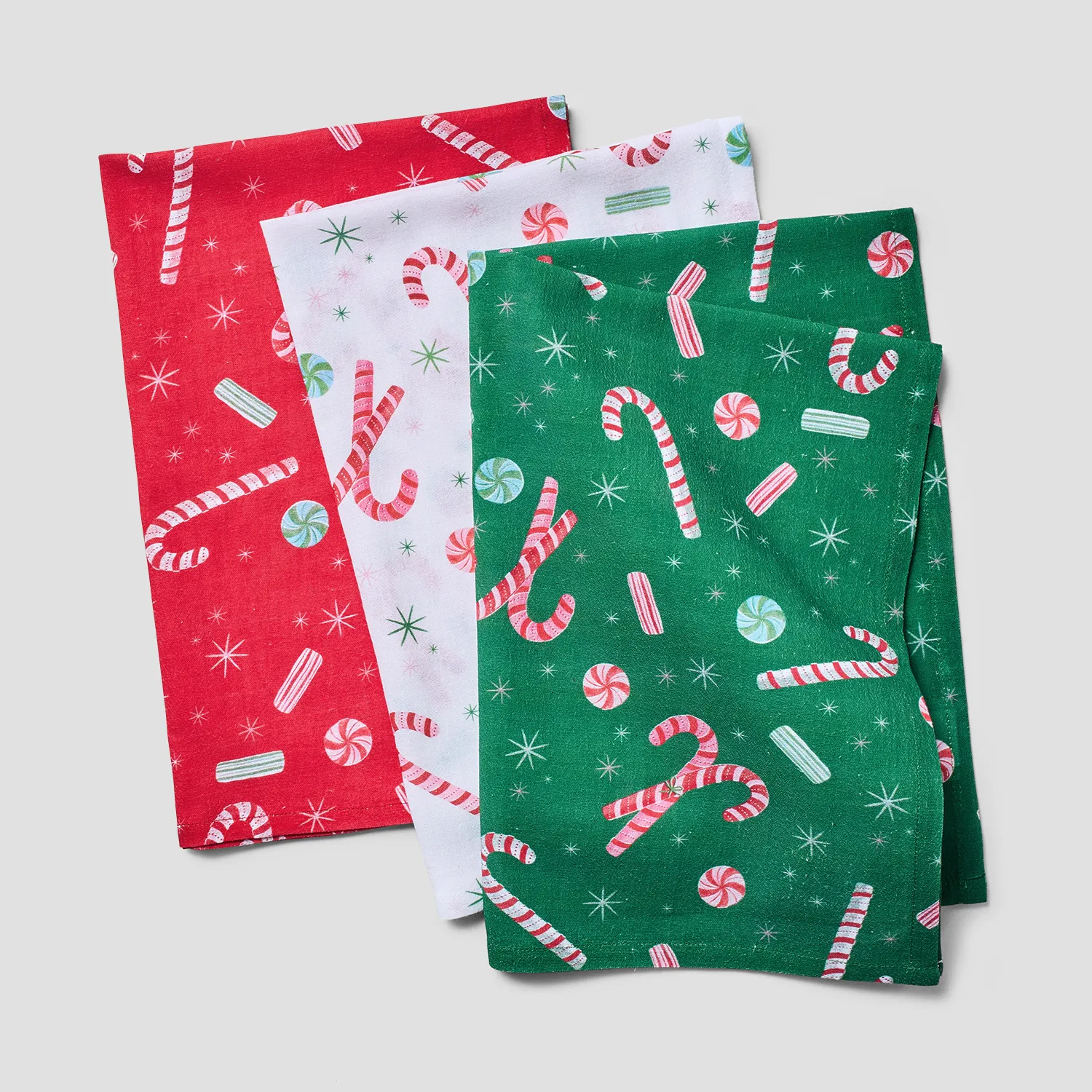 Sur La Table Candy Cane Flour Sack Towels, Set of 3