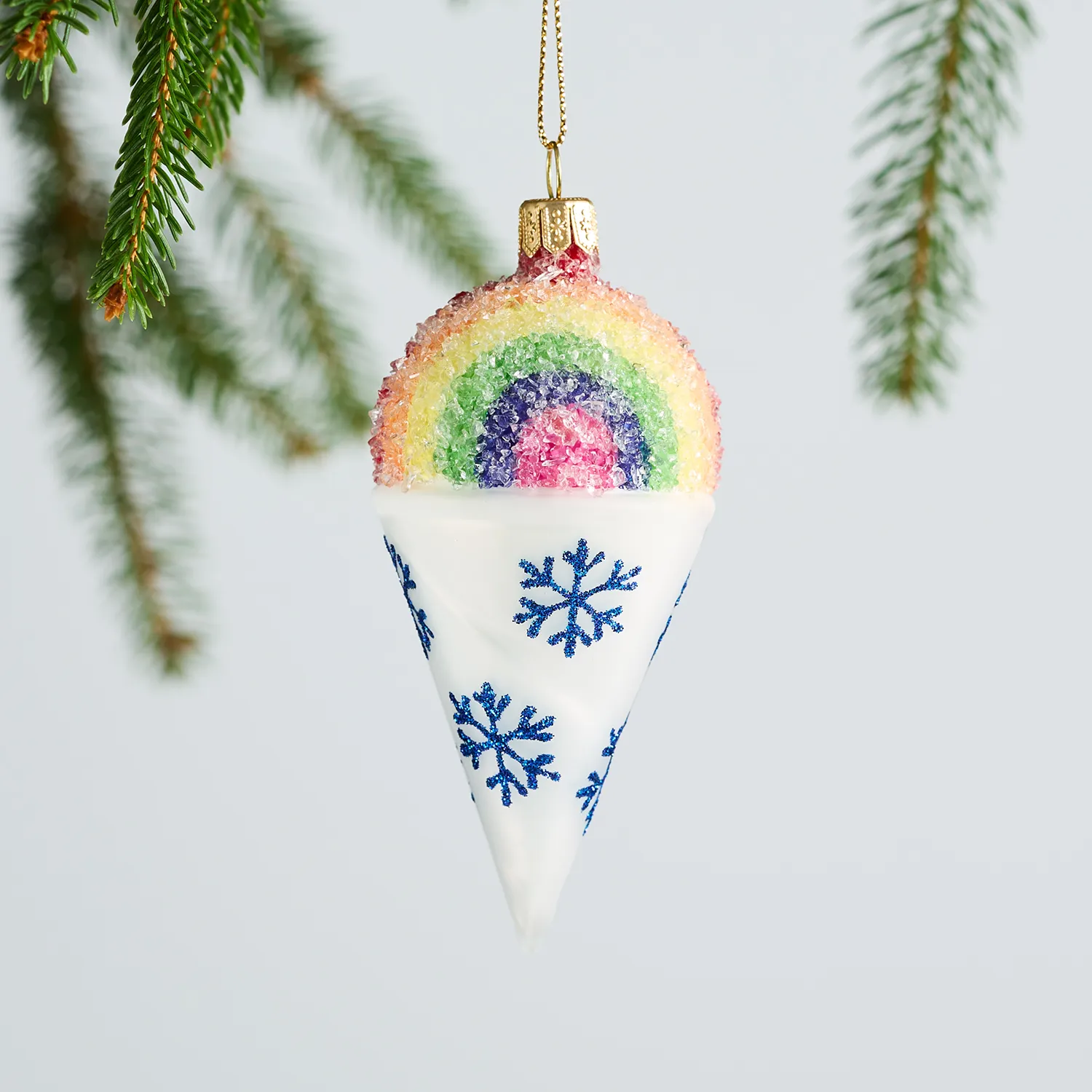 Sur La Table Snow Cone Glass Ornament, 4.3"