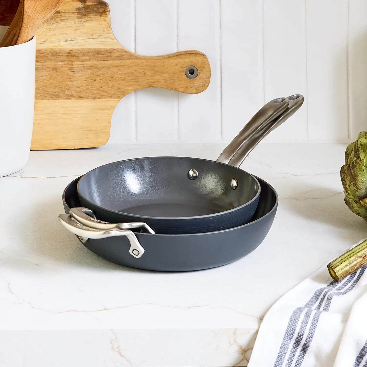 All-Clad HA1 Ceramic Nonstick Set of 2 Skillets, 10.5" & 12"
