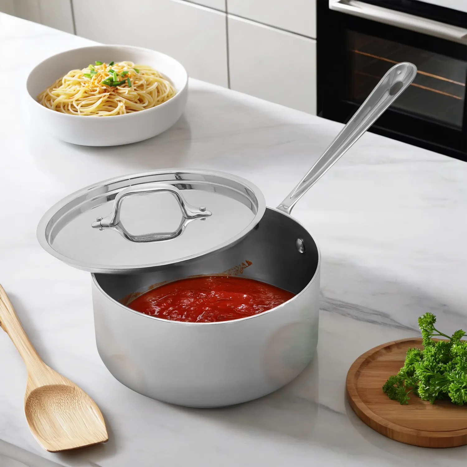 All-Clad D3 Stainless Steel Saucepan with Lid