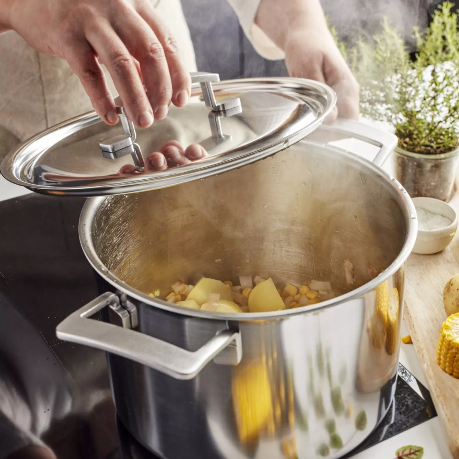 Demeyere Industry5 Stainless Steel Stockpot with Lid, 8.5 Qt.