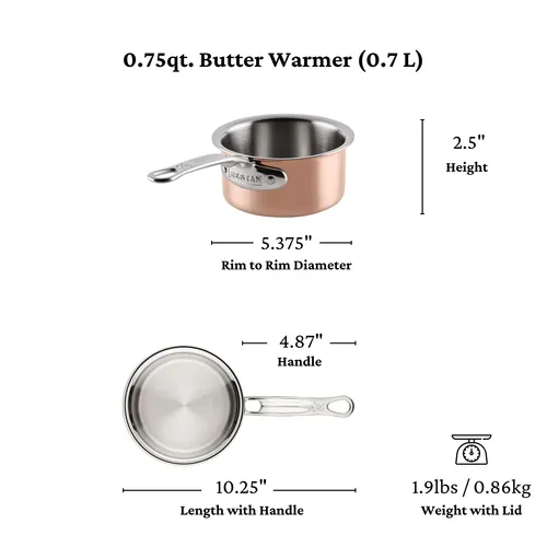 Hestan CopperBond Aura Butter Warmer, 0.75qt.