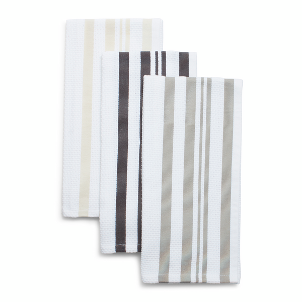 Sur La Table Striped Basketweave Kitchen Towels, Set of 3
