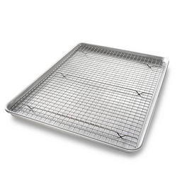 Zacfton Cookie pan with Nonstick Cooling Rack & Cookie sheets Rectangle Size 12.5 x 10 x 1 inch,Stainless Steel & Non Toxic & Healthy,Superior Mirror Finish & Easy Clean Baking sheets and Rack Set 