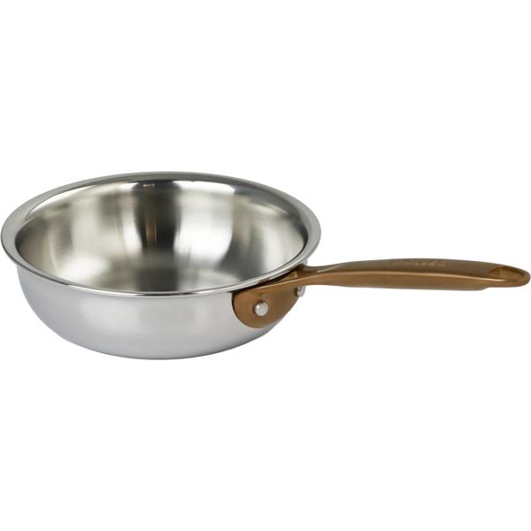 Cristel Castel'Pro 3-Ply Stainless Steel Mini Skillet with Antique Brass Handle