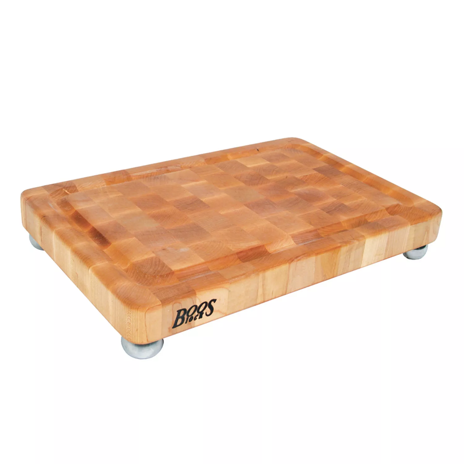 John Boos End Grain Cutting Boards with Juice Groove and Feet, 18"x12"x1.75"