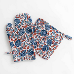 Pomegranate Floral Mitt & Potholder Set You